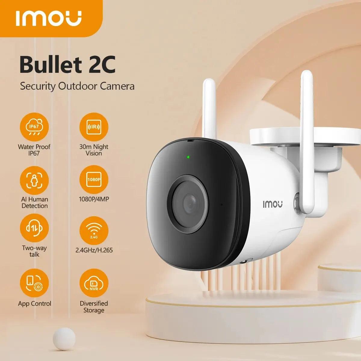 IMOU Bullet 2C Smart Surveillance Camera: Advanced Human Detection & Weatherproof Tracking  ourlum.com 2MP add 32G American regulations 6mm