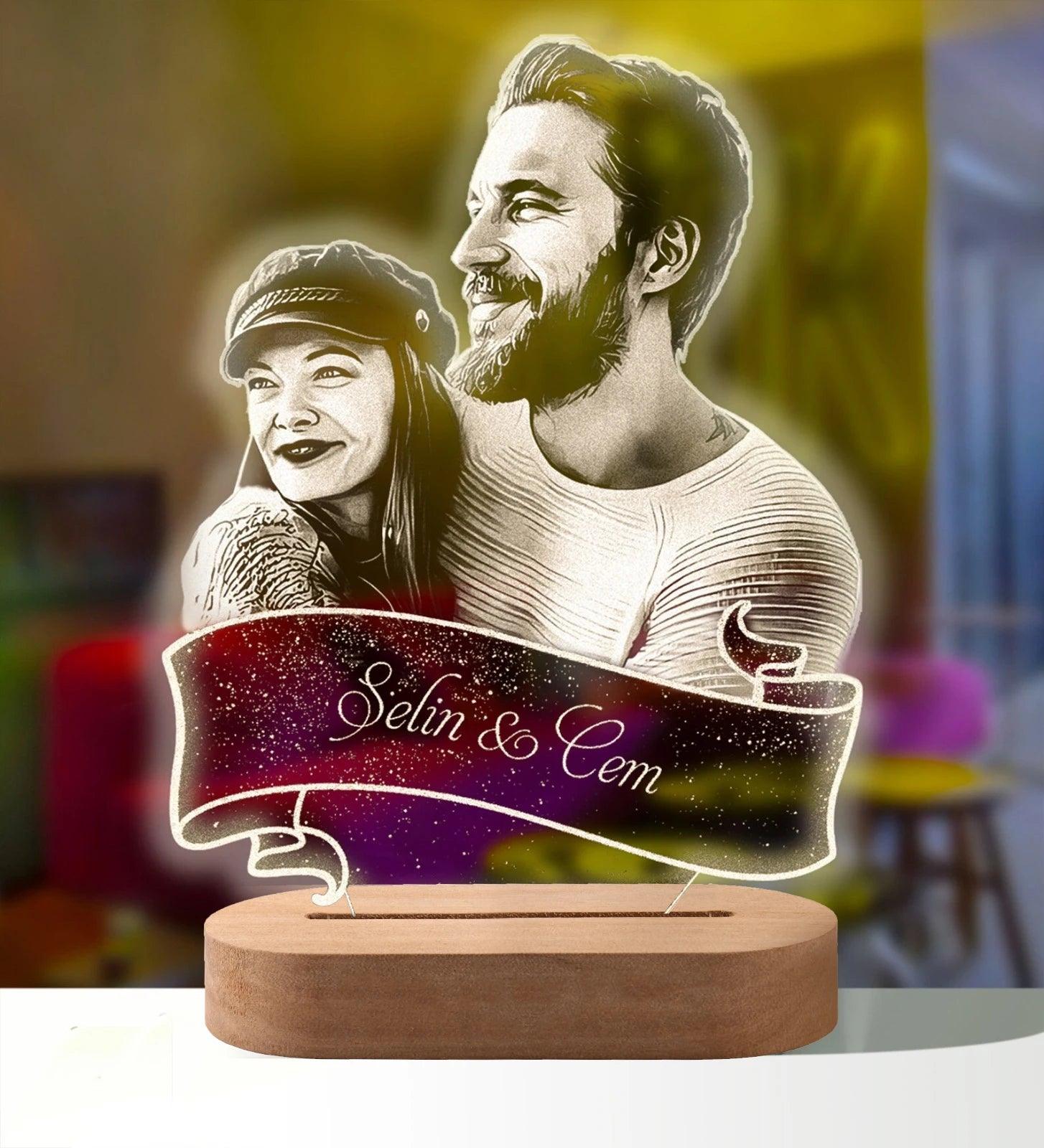 Personalized 3D Photo Lamp with Customized Text and Images - Ideal for Valentine's Day, Weddings, Birthdays, and More  ourlum.com 1-color base 02 