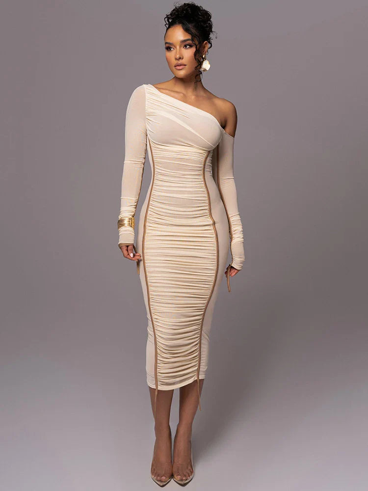 Elegant Mesh Backless Bodycon Dress: Sophisticated Style for Women.