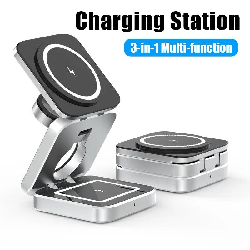 Magnetic Wireless Charging Stand for iPhone 15, 14, 13 Pro/Max/Plus & AirPods 3/2 - Fast Charger Dock Station  ourlum.com   