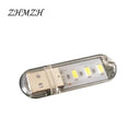 ZHMZH 3LEDs 1.5W Reading Lamps USB Night Lights Mini Book Light Portable U Disk LED Lamp Power Bank Powered 12 colors  ourlum.com White 1 CHINA 