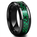 Classic 8mm Black Tungsten Wedding Celtic Dragon Ring Band