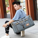 WaterProof Waxed Canvas Leather Men Travel Bag Large Tote