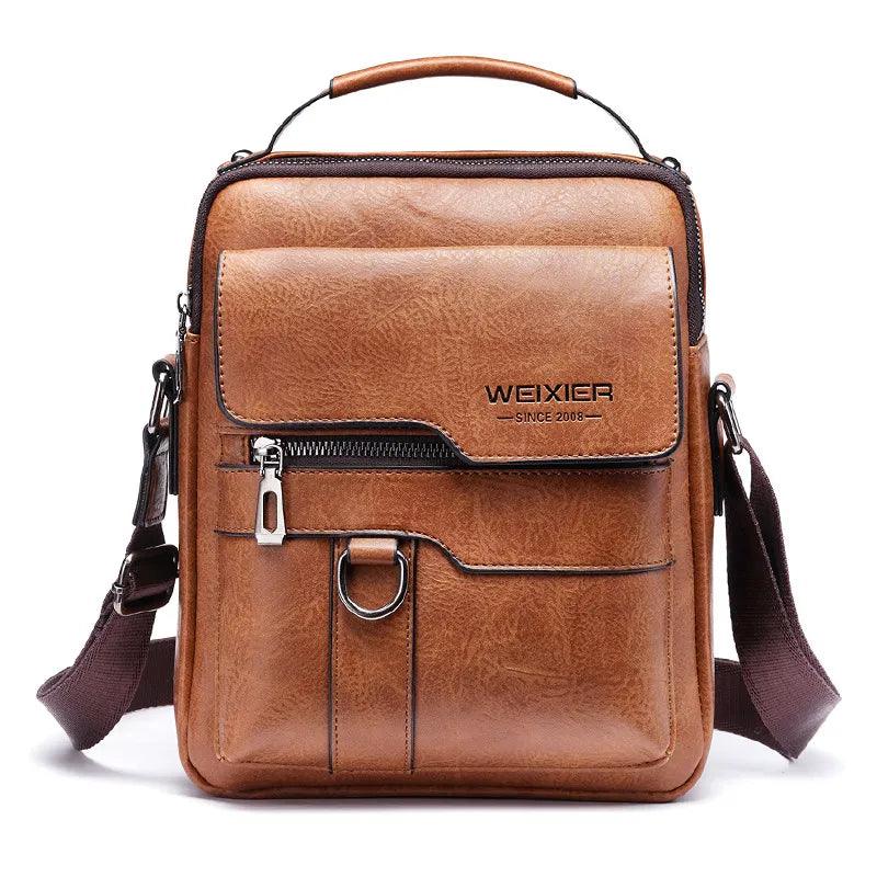 PU Leather Crossbody Bag for Men: Stylish Business Travel Essential  ourlum.com Brown 22x8x26cm 