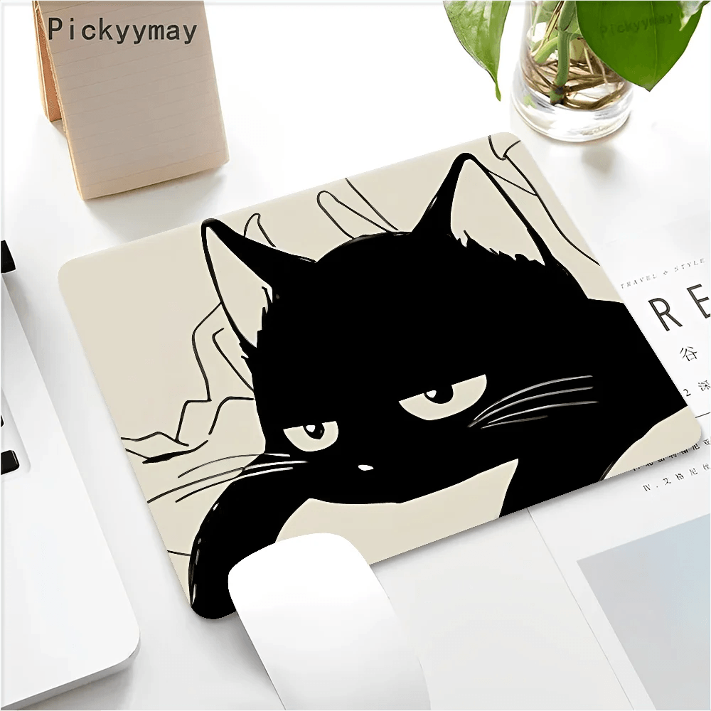 Black Cat Gaming Mousepad: Stylish Desk Mat for Efficient Work & Play  ourlum.com z1 Not LockEdge 18x22cm 