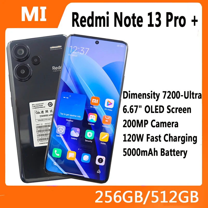 Xiaomi Redmi Note 13 PRO+ Plus 5G Smartphone 6.67" Dimensity 7200-Ultra 5000mAh Battery 120W Fast  Charging 200 MP