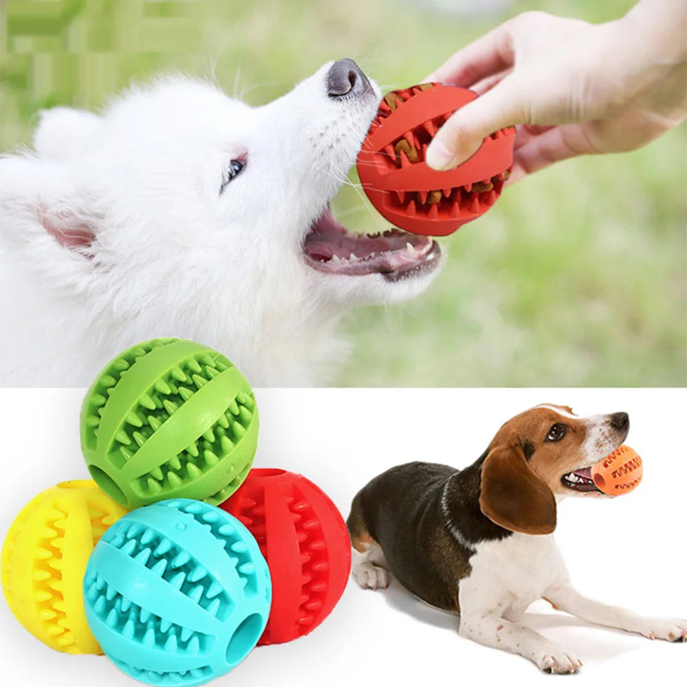 Interactive Rubber Dog Toy: Teeth Cleaning Chew Ball for Smart Pets  ourlum.com   