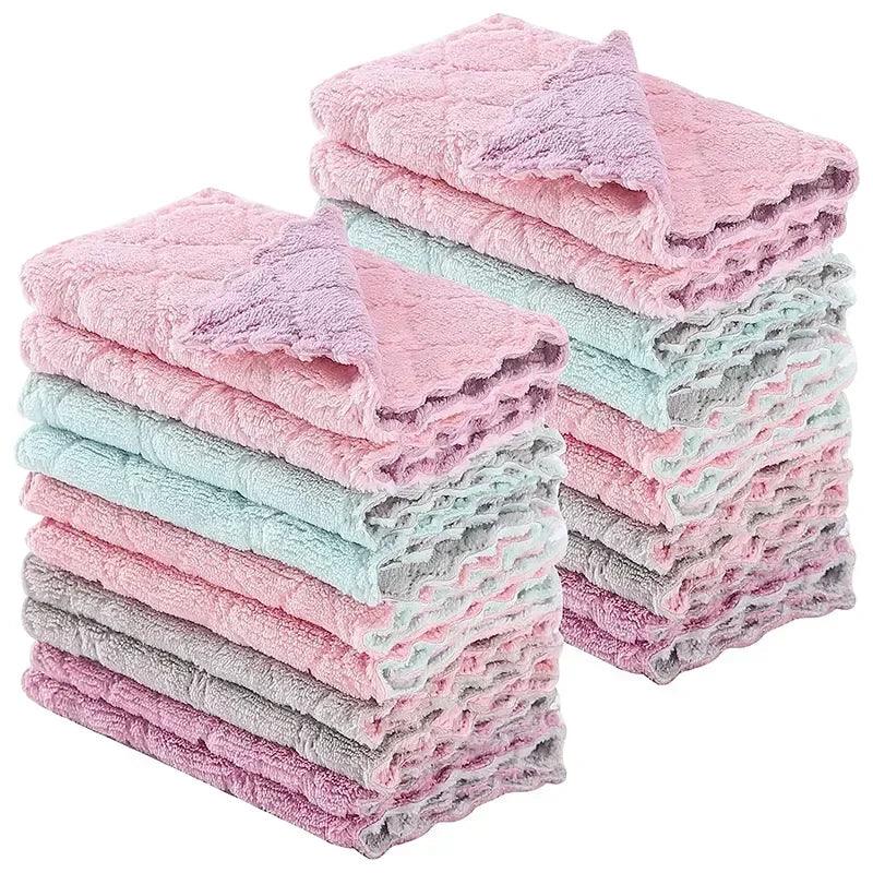 Microfiber Kitchen Cleaning Cloth: Effortless Shine & Cleanliness  ourlum.com Random color 1pcs 