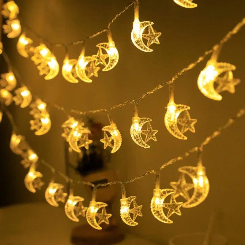 3M 20led Eid Mubarak Star Moon Led String Lights Ramadan Kareem Decoration for Home 2023 Islamic Muslim Festival Party Supplies  ourlum.com   