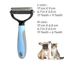 Pet Deshedding Brush: Dual-Sided Professional Grooming Tool for Cats and Dogs  ourlum.com light blue M 