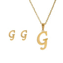 Fashion Stainless Steel Alphabet Initial Necklace Set For Women