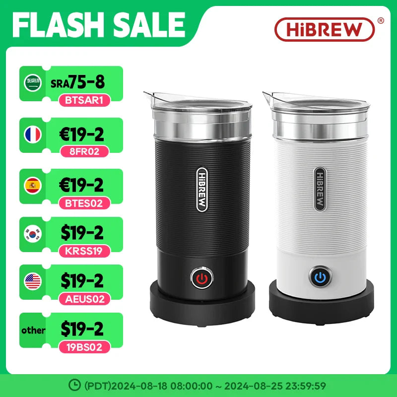 HiBREW Electric Milk Frother Frothing Foamer Chocolate Mixer Cold/Hot Latte Cappuccino fully automatic Milk Warmer Cool M1A