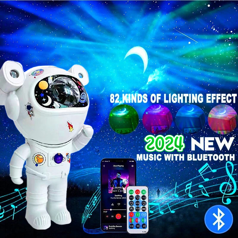 Bluetooth astronaut starlight projector LED bedroom ambiance night light aurora moon astronaut Bluetooth speaker accessories