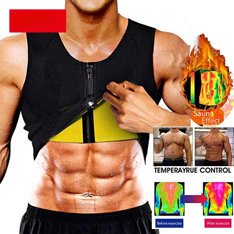 Men's Fitness Sauna Suit Waist Trainer - Slimming Sweat Vest for Weight Loss and Support