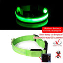 LED Dog Collar Light: High Visibility Anti-lost Night Safety Pet Accessory  ourlum.com Green Battery XS 