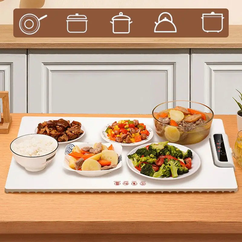 Foldable Electric Warming Tray - Fast Heating, Adjustable Temp, Space-Saving Design