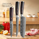 Professional Damascus Kitchen Knife Set with Santoku Cleaver