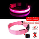 LED Dog Collar Light: High Visibility Anti-lost Night Safety Pet Accessory  ourlum.com Pink Battery XS 