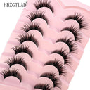 NEW 7Pairs Lashes manga Lashes 3D Clear Band Lashes Natural Look Wispy Mink Eyelashes Fluffy Cat Eye Lashes Pack Fake Eyelashes  ourlum.com 7pairsLF07  