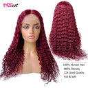 Burgundy 99J Deep Wave Lace Front Wig for Glamorous Look