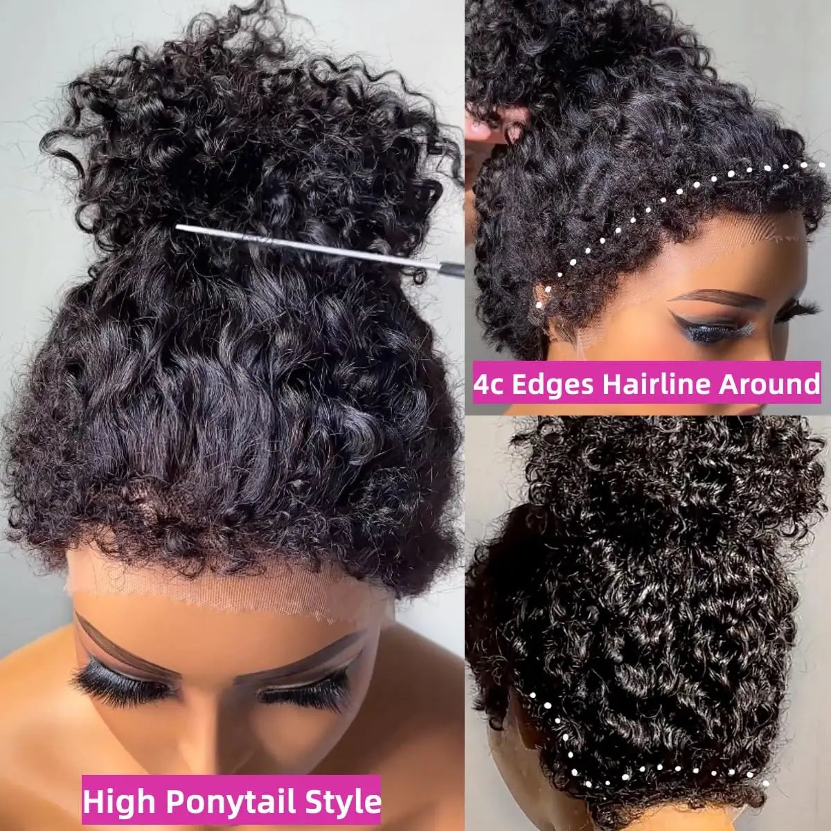 Natural 4C Curly Full Lace Front Wig with Pre-Plucked Hairline and Bleached Knots