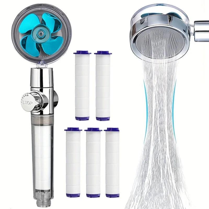 Ultimate High-Pressure Handheld Turbo Fan Showerhead with Water Saving Filters and Rainfall Spray  ourlum.com   