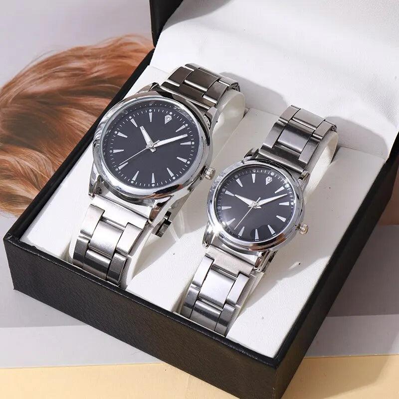 Luxury Stainless Steel Quartz Wristwatch Set for Couples - Elegant Business and Casual Timepiece  ourlum.com   