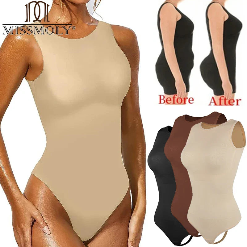 MISSMOLY Women's Shapewear Bodysuits - Sexy Tummy Control Thong, Adjustable & Comfortable