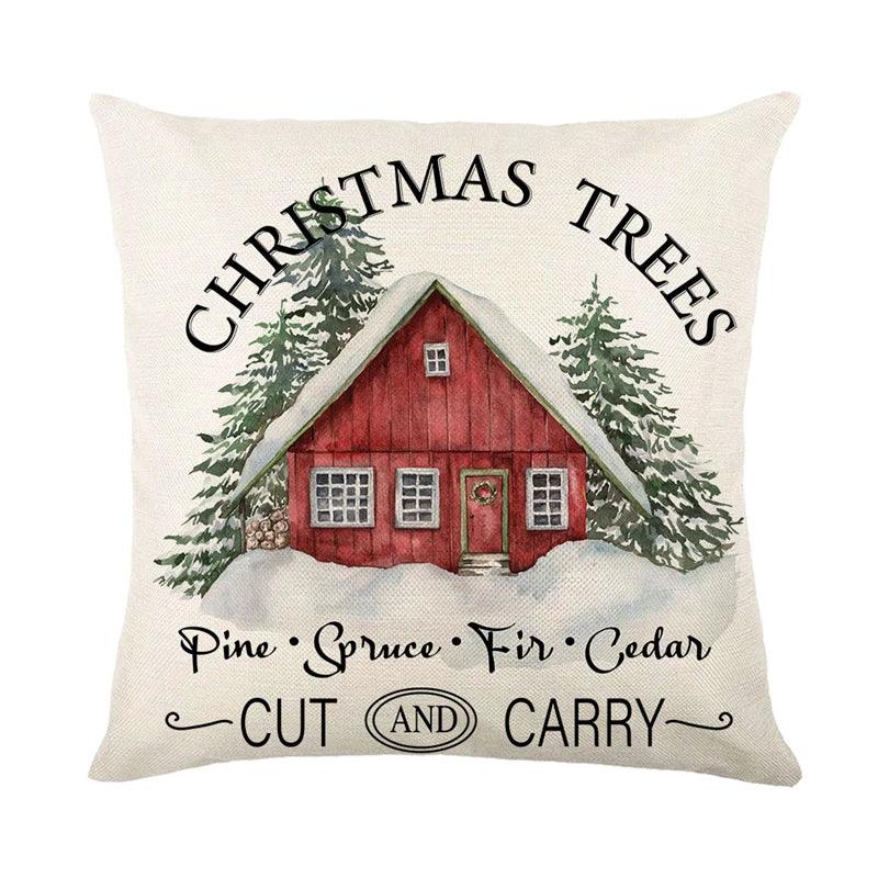 Linen Christmas Pillow Cover Festive Winter Decor Deer Cushion  ourlum.com   