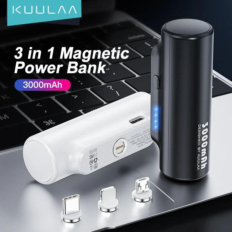 KUULAA Magnetic 3000mAh Power Bank Magnet Charger PowerBank For iPhone 15 14 13 12 Samsung Emergency Portable External Battery  ourlum.com   