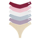 Cozy Waffle Cotton Panties V-Waist G-String Bundle Set 6pcs