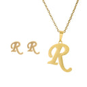 Fashion Stainless Steel Alphabet Initial Necklace Set For Women