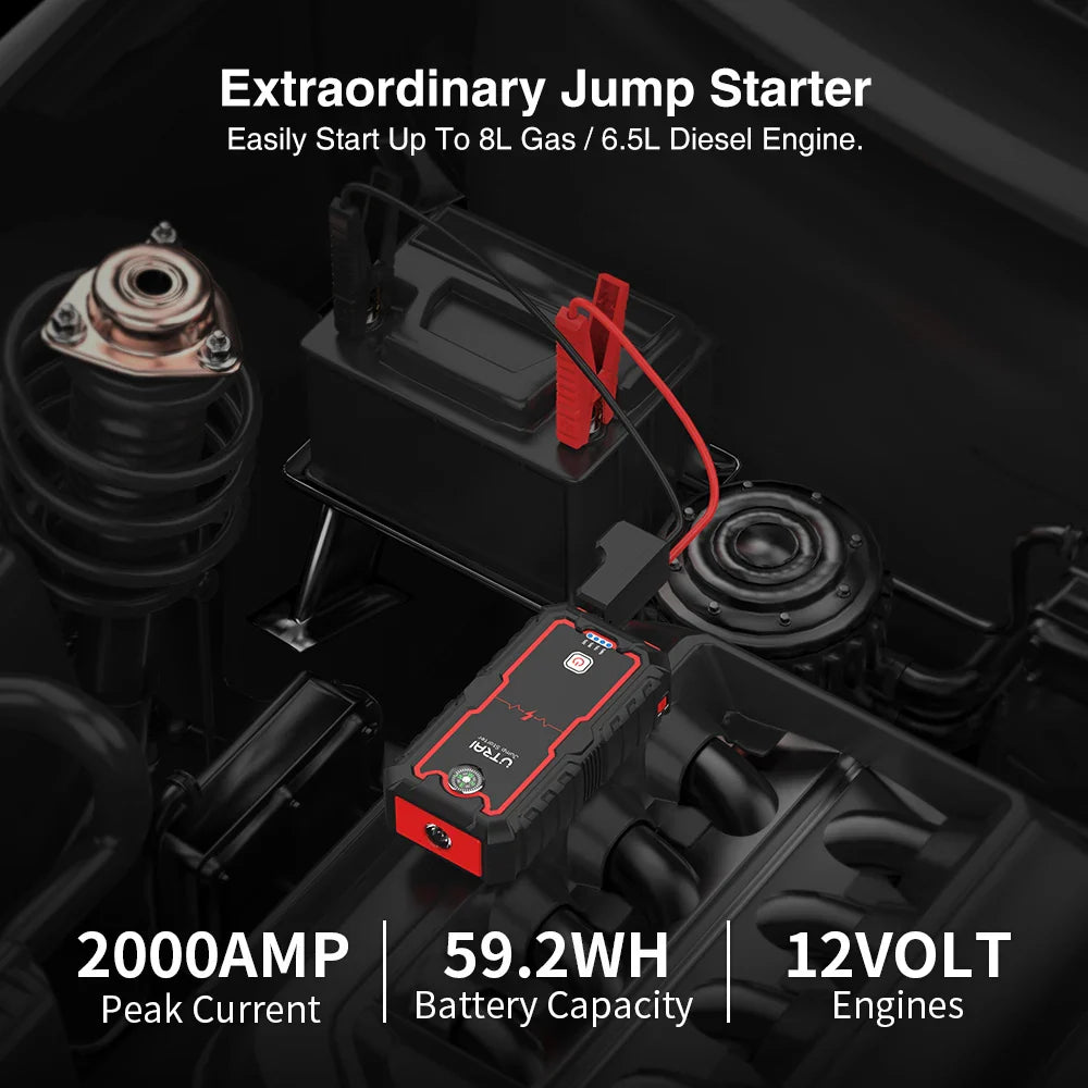 UTRAI 2000A Jump Starter Power Bank Portable Charger Starting Device For 8.0L/6.0L Emergency Car Battery Jump Starter  ourlum.com   