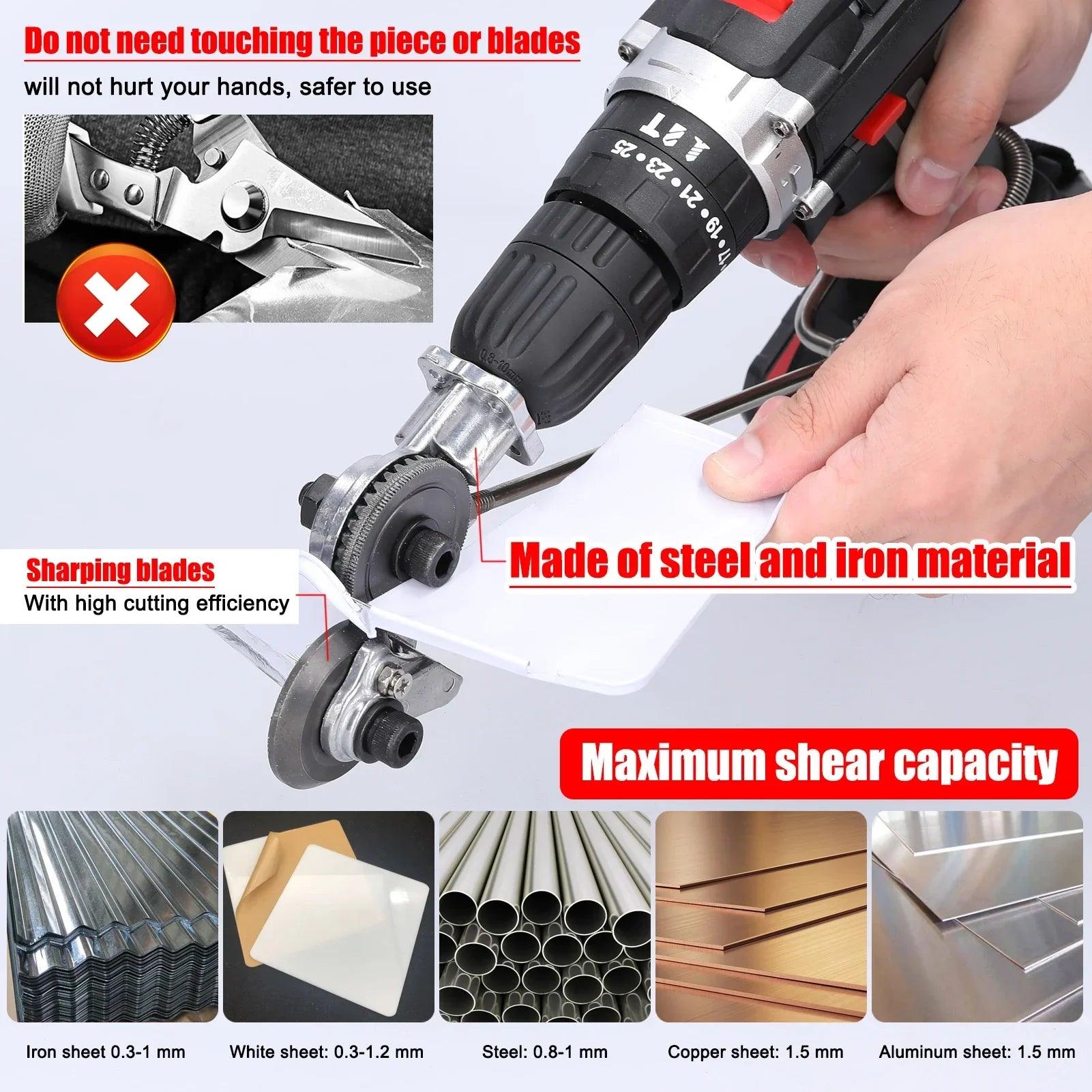 Electric Drill Cutter Attachment Metal Double Headed Sheet Cutting Tool Cut Plate Punch Shears Drill for Copper Plate Cutter  ourlum.com   