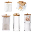 Acrylic Cotton Pad and Swab Holder with Bamboo Lid: Stylish Bathroom Organizer  ourlum.com   