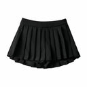 Confidently Chic Vintage Pleated Mini Skirt - Korean Inspired White Dance Skirt  ourlum.com black XS 