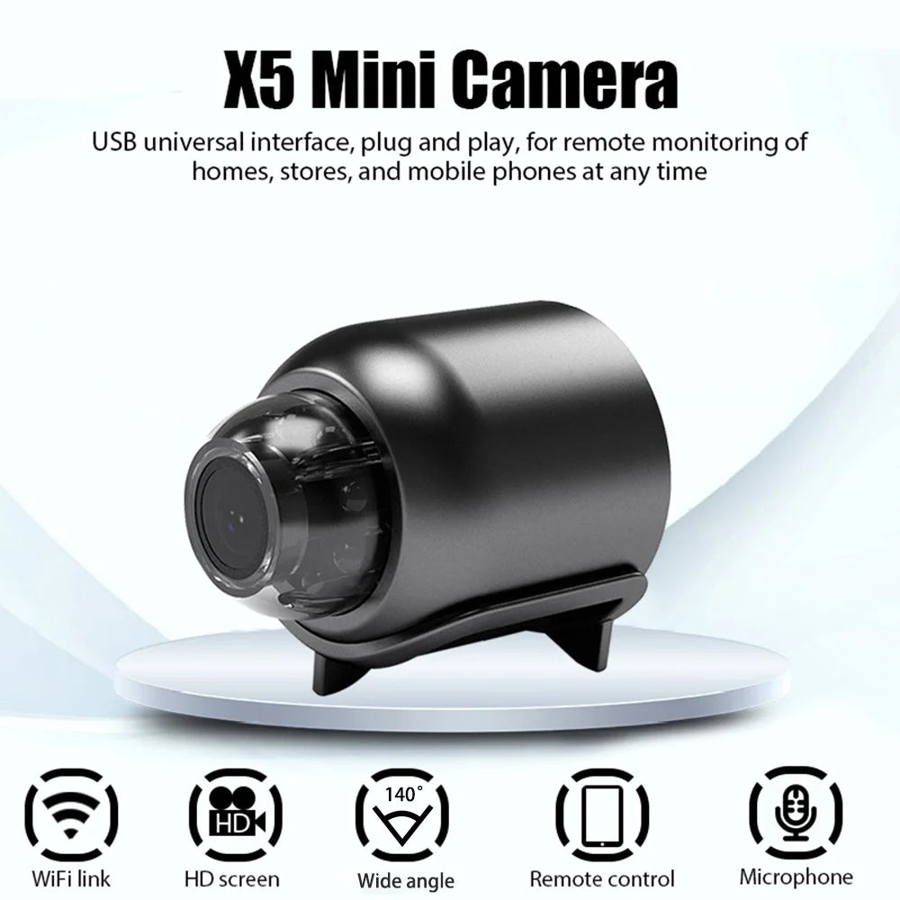 X5 Mini WiFi Camera 1080P HD Included Sound Detector for Home Office 140 Degrees Micro Baby Monitor For APP Remote Viewing