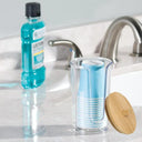 Acrylic Cotton Pad and Swab Holder with Bamboo Lid: Stylish Bathroom Organizer  ourlum.com   