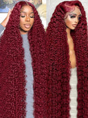 200 Density 13x4 Burgundy Lace Front Wig Deep Curly 30/32