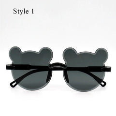 Bear-Shaped UV400 Kids Sunglasses - Adorable Cartoon Rimless Eyewear for Outdoor Fun