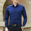 Classic White Slim Fit Business Shirt: Timeless Style for Every Season  ourlum.com Navy blue M (45-53kg) 