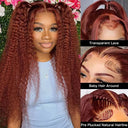 Reddish Brown Kinky Curly Lace Front Wig Luxurious Volume