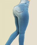 Woman's Pure Color High Waist Denim Jeans for Street Style