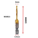 Hex Shank Titanium Plated HSS Tap Drill Bit Set for Metalworking