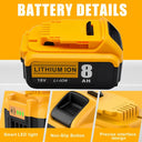 18V High-Capacity Lithium Battery for DeWalt Tools 5Ah