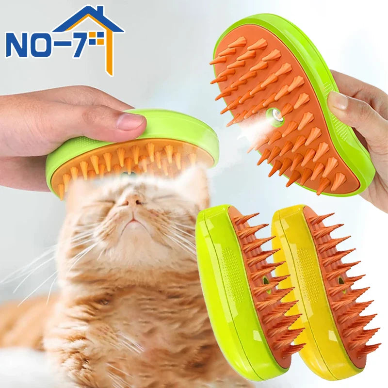 Cat Steamy Electric Spray Pet Grooming Brush: Shed-Free Hair Removal & Massage  ourlum.com   