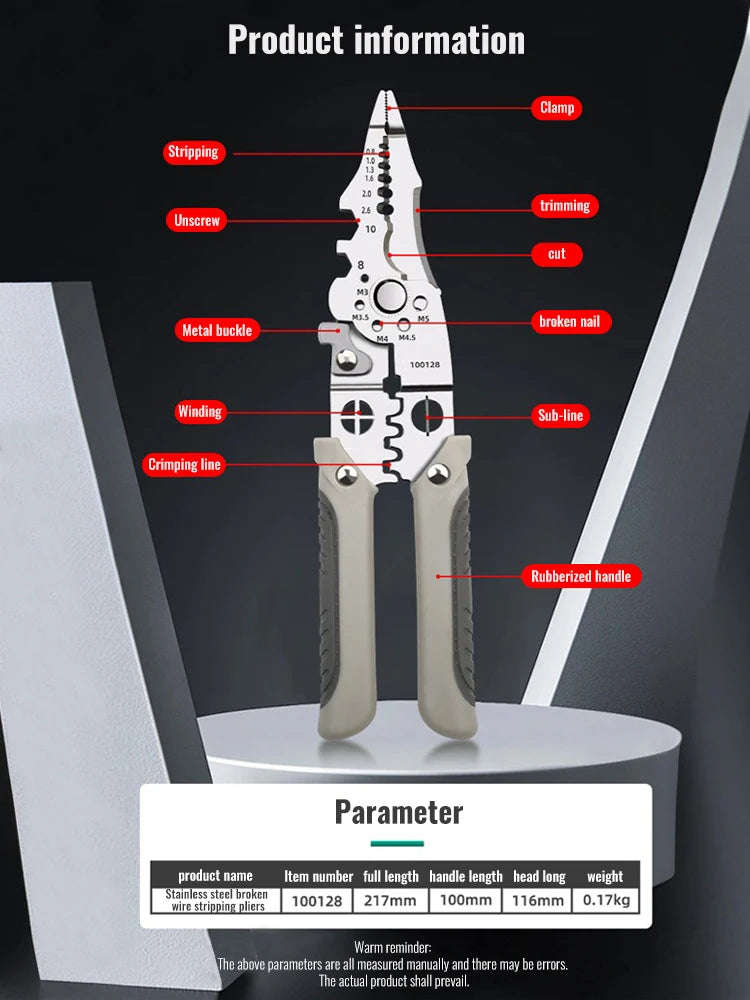 Crimper Cable Cutter Adjustable Automatic Wire Stripper Multifunctional Stripping Crimping Pliers Terminal Hand Tool