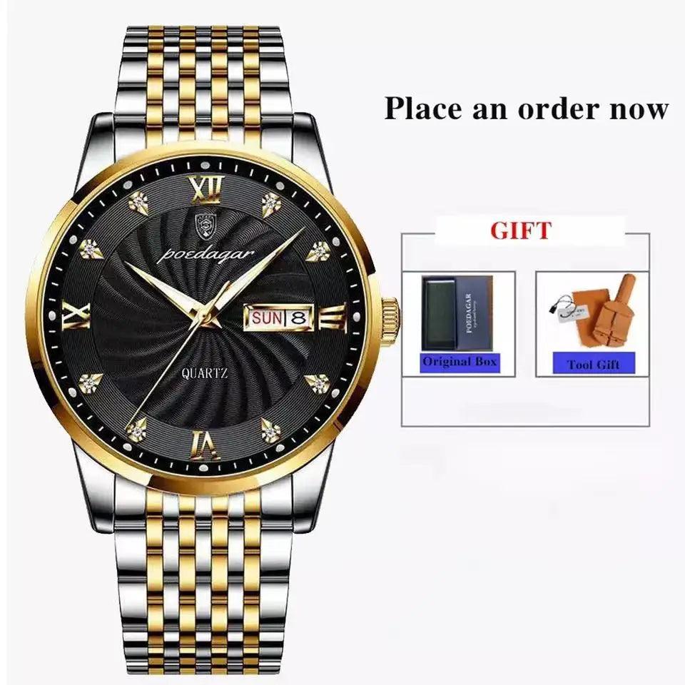 Luxury Stainless Steel Quartz Watch with Date Calendar & Luminous Hands for Men  ourlum.com   