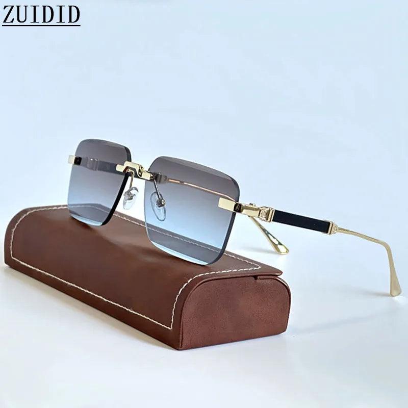 Stylish Rimless Square Sunglasses for Men and Women - Luxury Vintage UV Protection Eyewear 2024