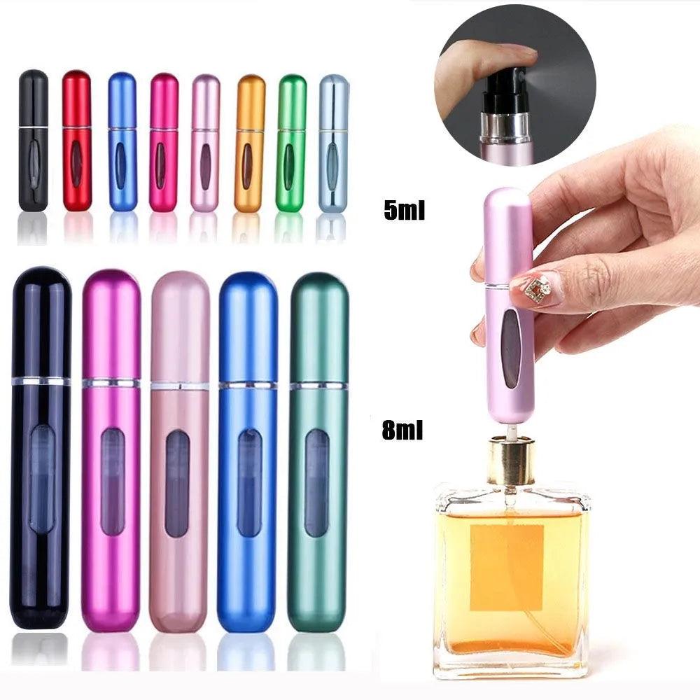 Portable 8ml/5ml Mini Perfume Atomizer Spray Bottle for Cosmetics Travel - Refillable Aluminum Container  ourlum.com   